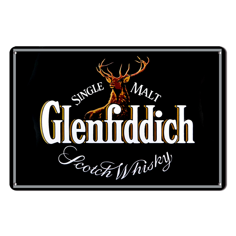 Glenfiddich Single Malt Whiskey Tin Metal Sign Rustic Look Vintage Man Cave