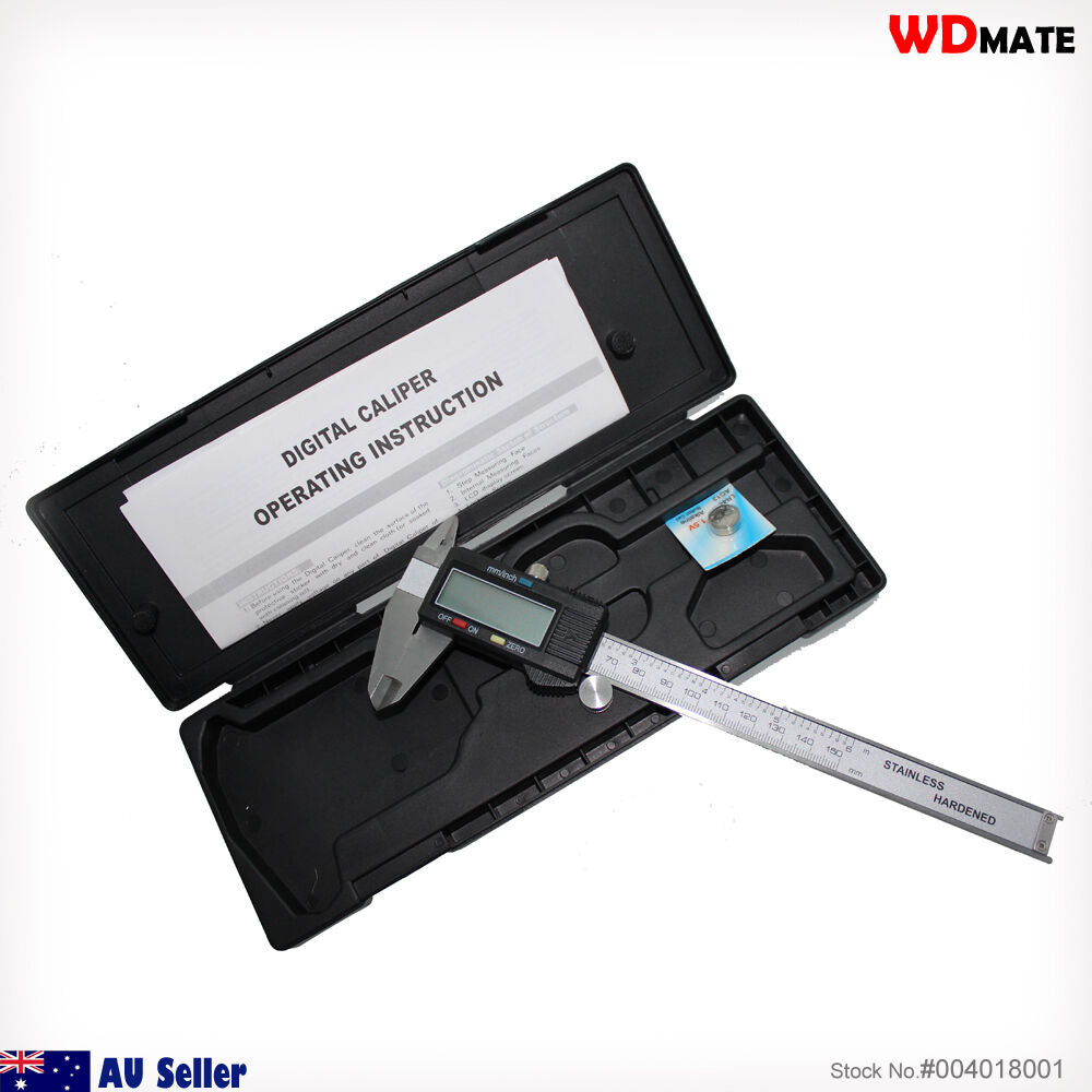 150mm Electronic Digital Caliper 6″ Micrometer Lcd Gauge Ss Case Tool