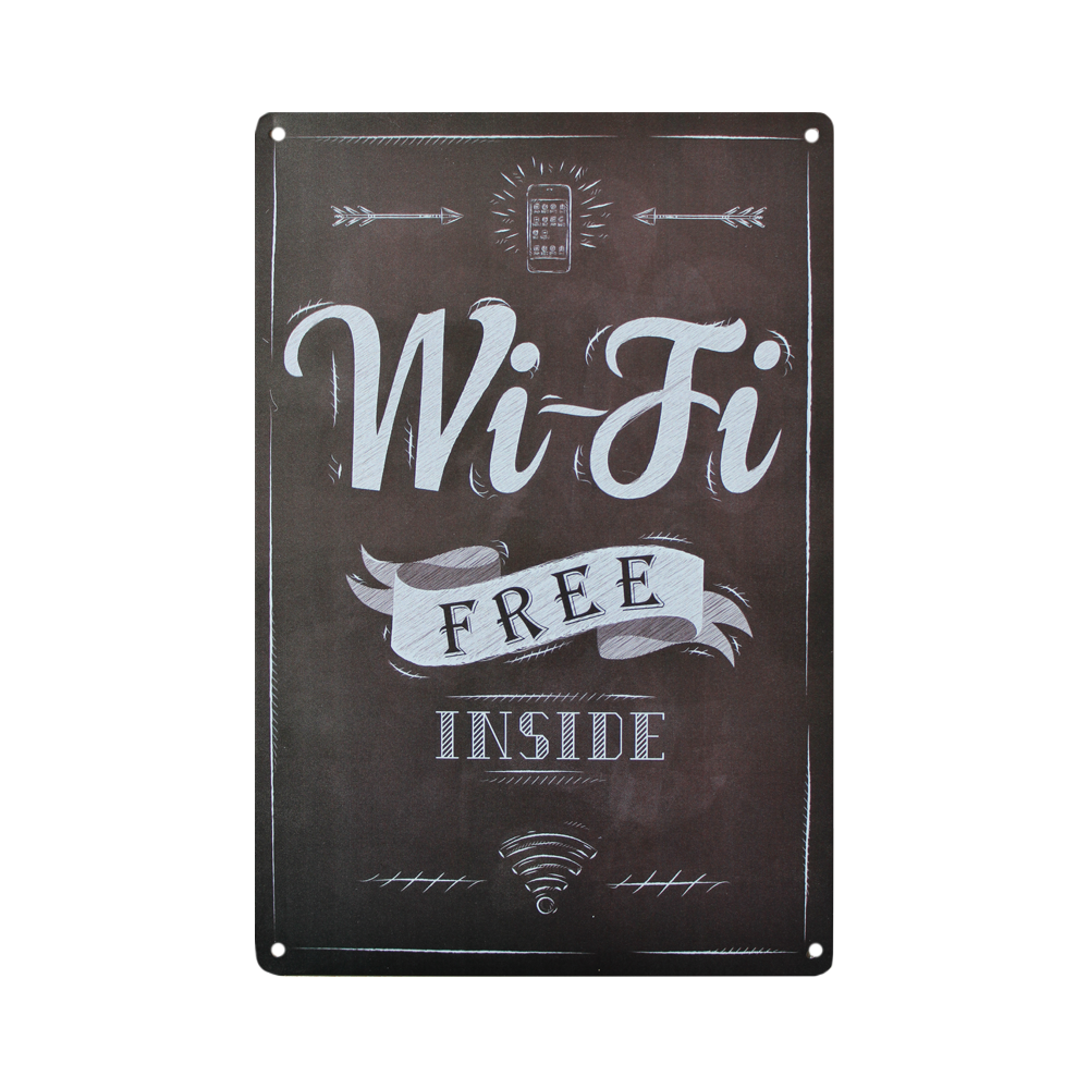 Tin Sign WIFI Free Inside Metal Tin Sign Vintage Retro Bar Man Cave 200x300mm Me