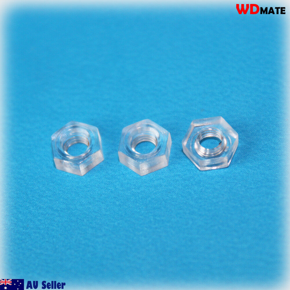 5x Nylon Nuts Crystal M3x 0.5mm Clear Light Electrical Insulating Nuts