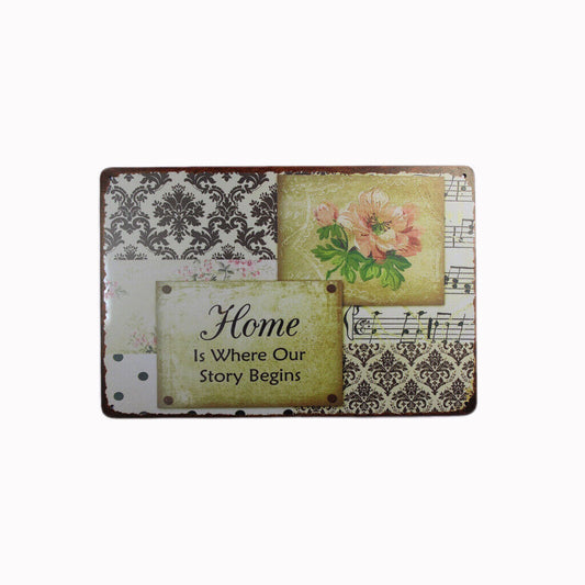 Tin Sign Home Story Begins Sprint Drink Bar Whisky Rustic Look