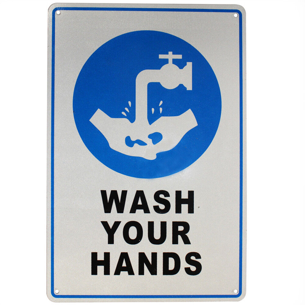 Warning Sign Wash Your Hands First Aid Safety Sign 200x300mm Metal Waterproof