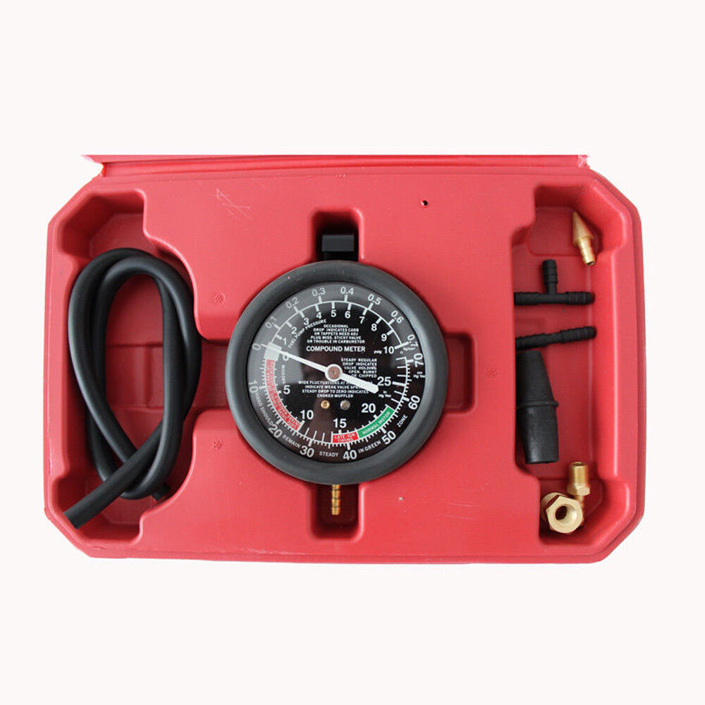 Carburetor Pressure Tester Oil Vacuum Valve Fuel Pump Gauge 3-1/2″ Car Garage