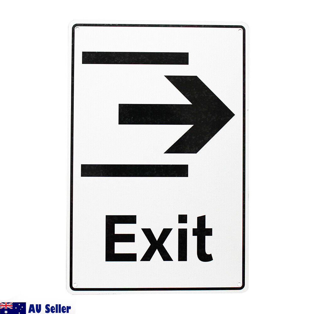 3x Warning Notice Exit Sign Right Arrow Office 200x300mm Metal Al Waterproof