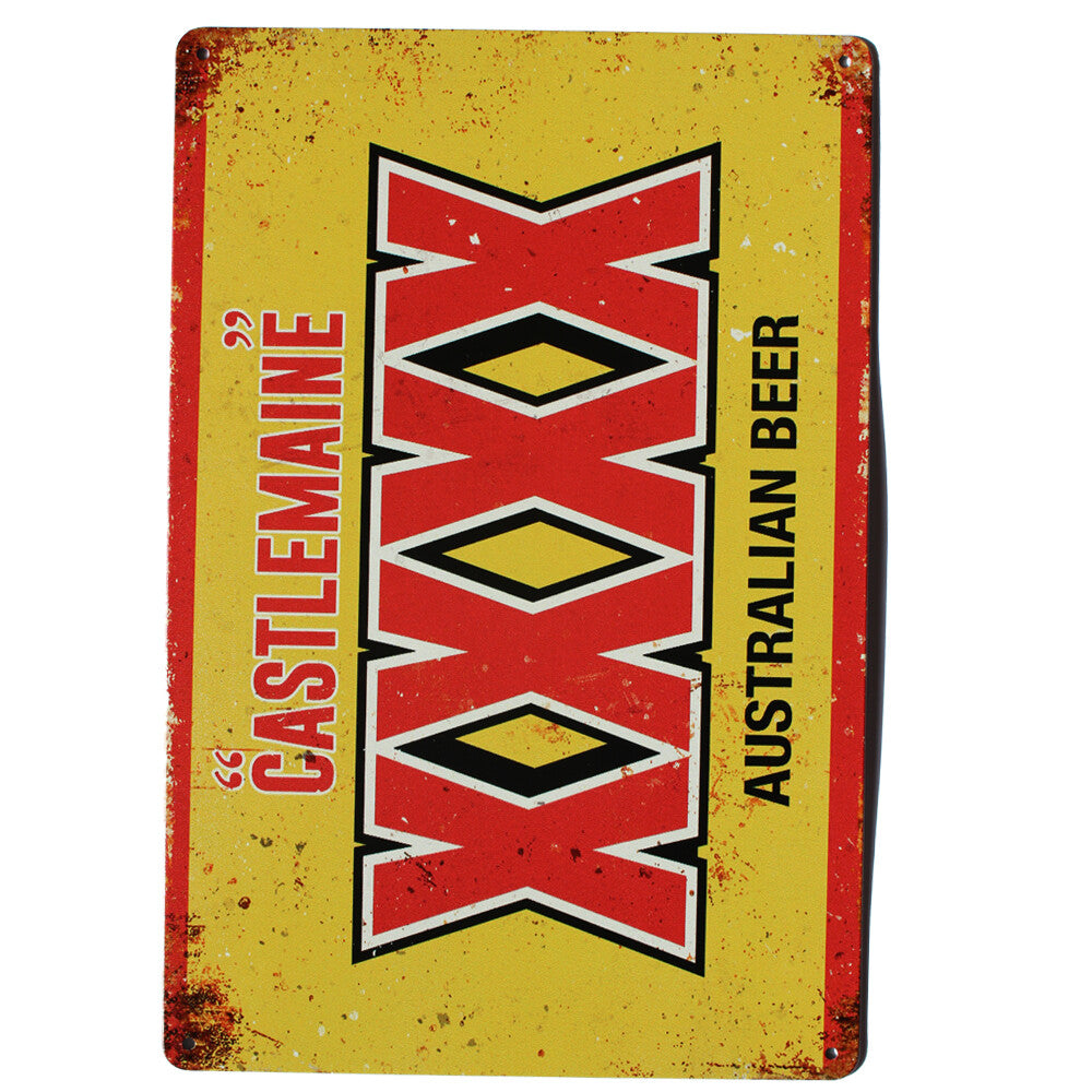 2x Tin Sign 200x300mm Gastlemaine Australian Beer Man Cave Bar Retro Style metal