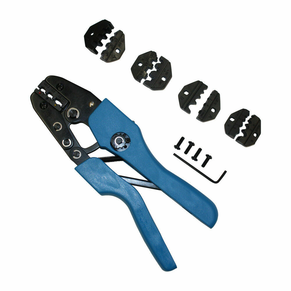 Ratchting Crimper Plier 5 Die Versatile Wire Crimping Kit Non Insulated Ferrules