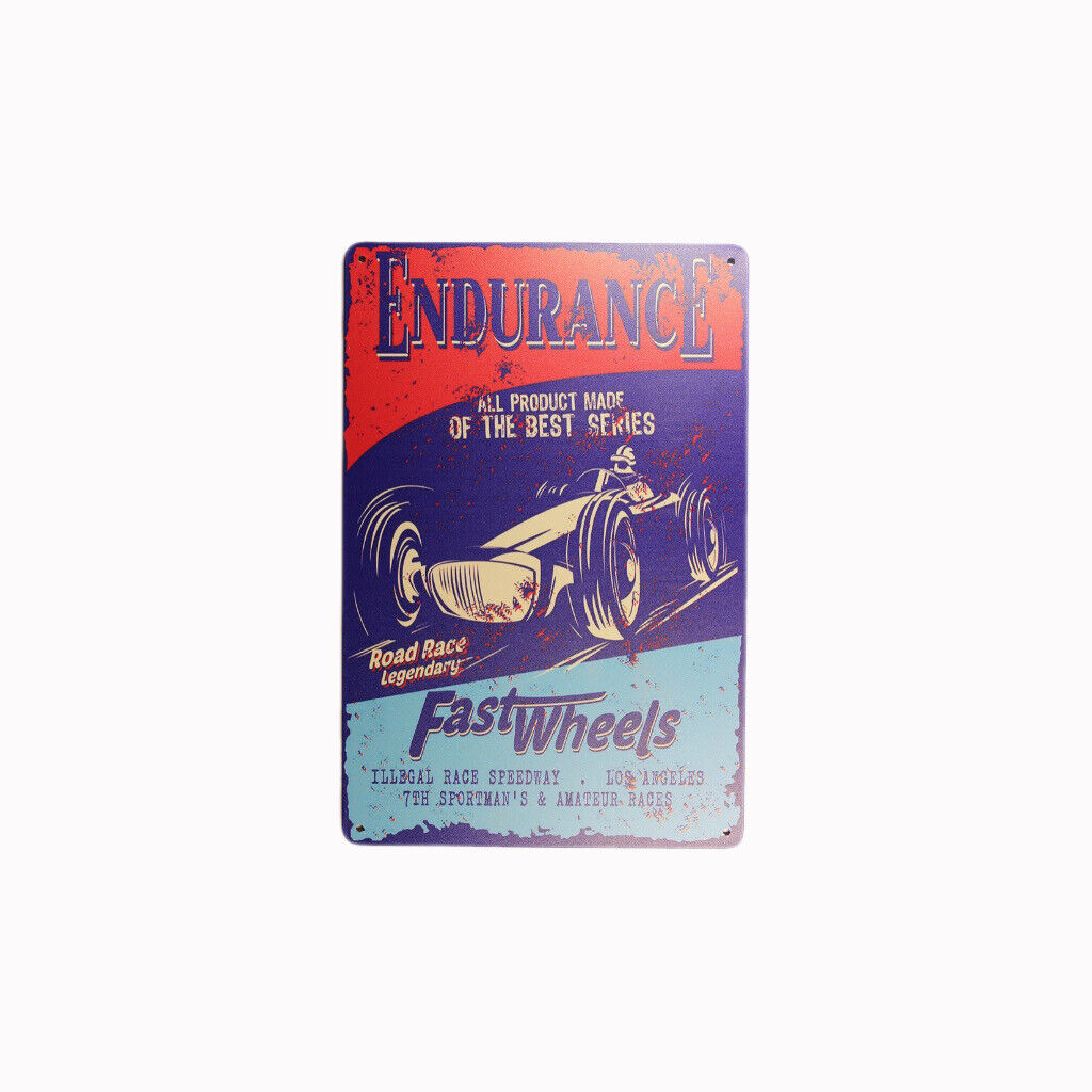 Tin Sign Endurance Fast Wheels Sprint Drink Bar Whisky Rustic Look