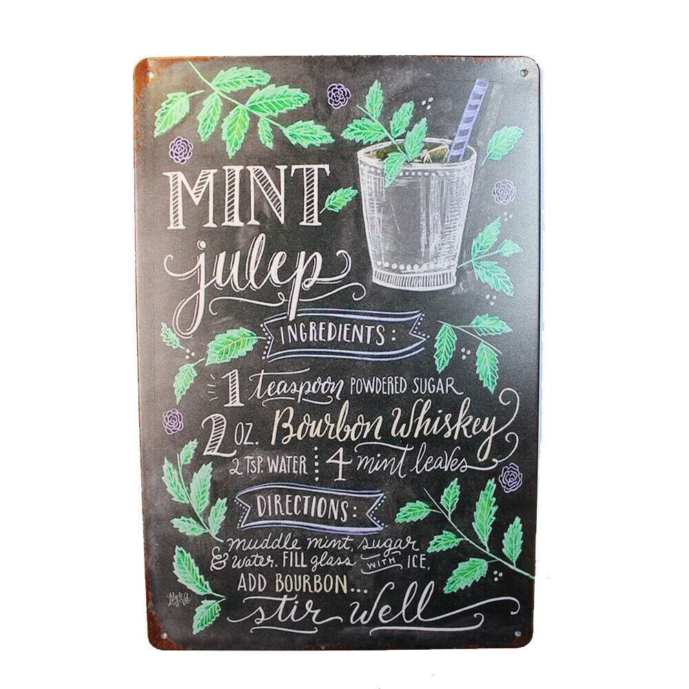 Tin Sign Mint Julep Sprint Drink Bar Whisky Rustic Look