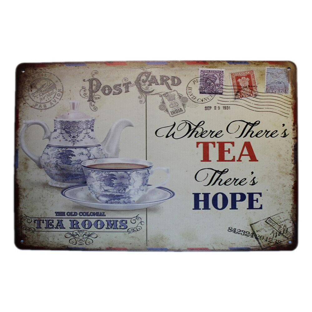 Tin Sign Tea Rooms Hope Sprint Drink Bar Whisky Rustic Look