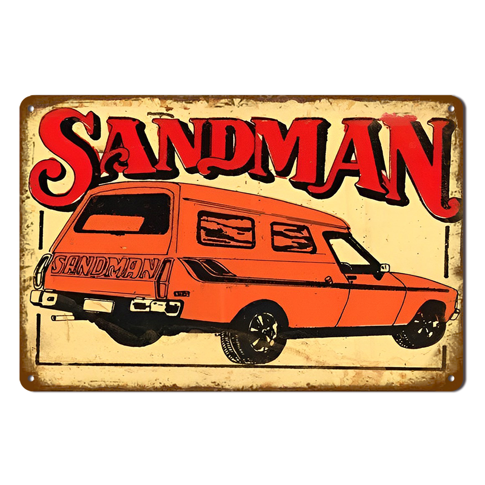 Sandman Holden Auto Tin Metal Sign Rustic Look Vintage Man Cave Car