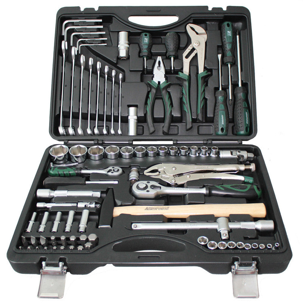 82pc Socket Set 1/4″ 1/2″ Dr. Deluxe Hammer Adaptor Bit Ratchet Spinner Handle