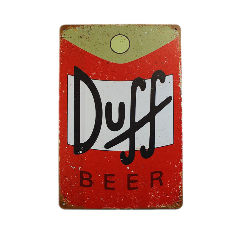 Tin Sign Duff Beer Sprint Drink Bar Whisky Rustic Look