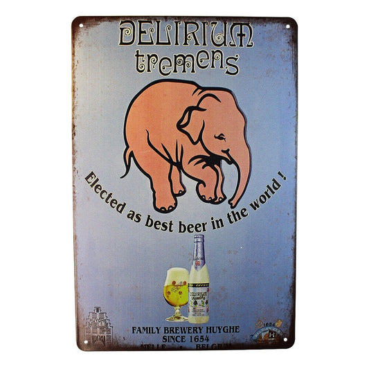 Tin Sign Delirium Tremens Beer Sprint Drink Bar Whisky Rustic Look