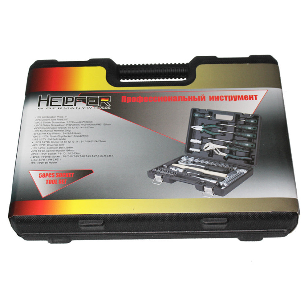 58pc Comb Socket Set 1/4″ 1/2″ Bit Bar Plier Ratchet Joint Plug Handle 20003029