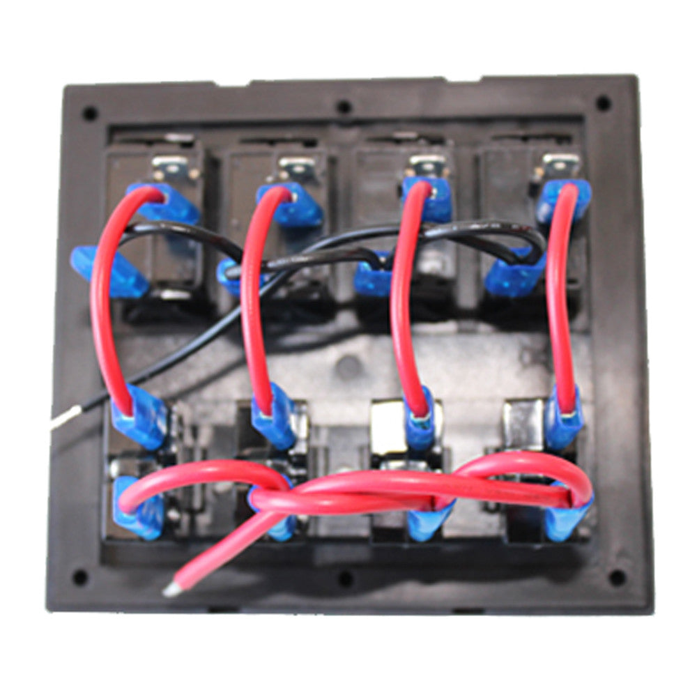 Marine Boat Rocker Switch Panel 4 Gang Blue 12/24dc 4 Breaker 11.5/23a Ip66