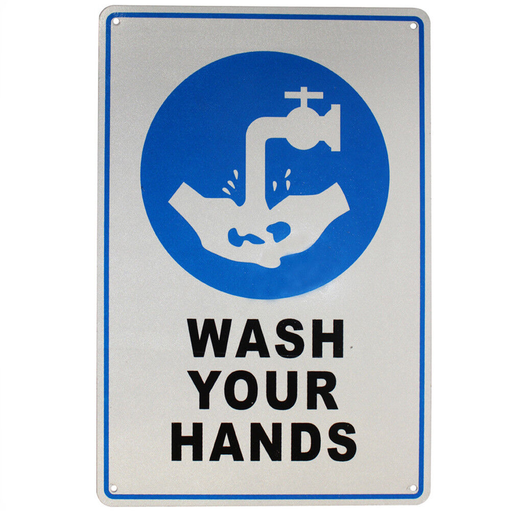 Warning Sign Wash Your Hands First Aid Safety Sign 200x300mm Metal Waterproof