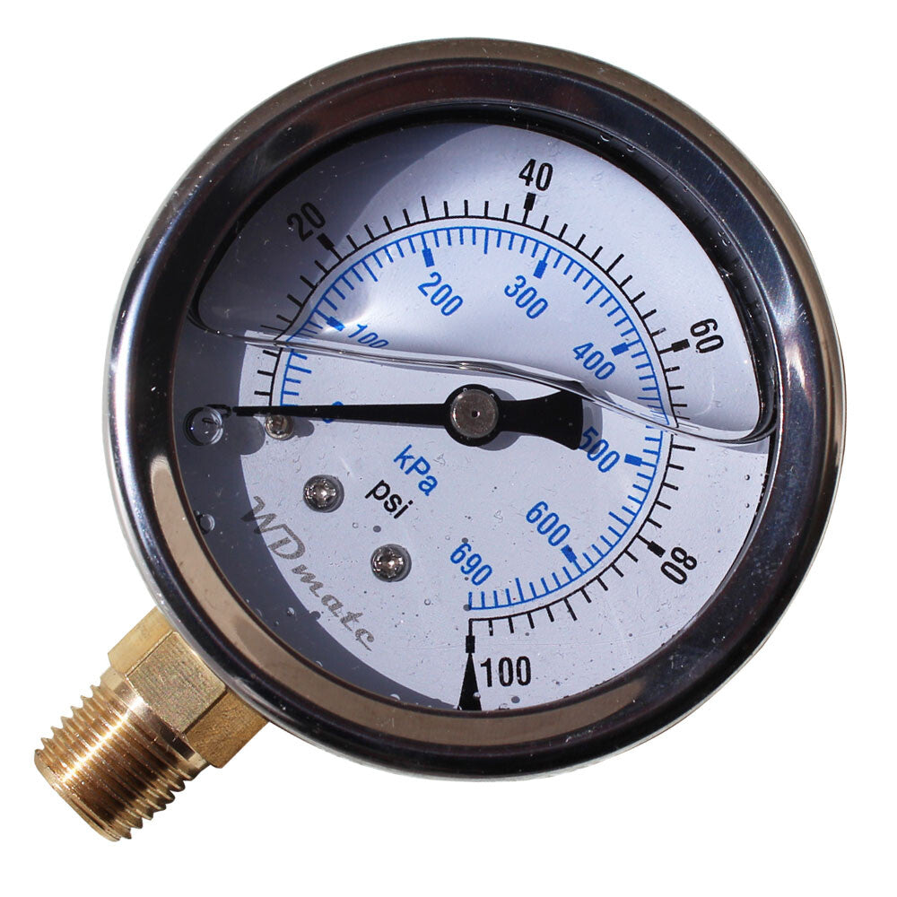 Liquid Oil Filled Pressure Gauge 63mm 2.5”100psi 690kpa 1/4″bspt Fuel Air Meter