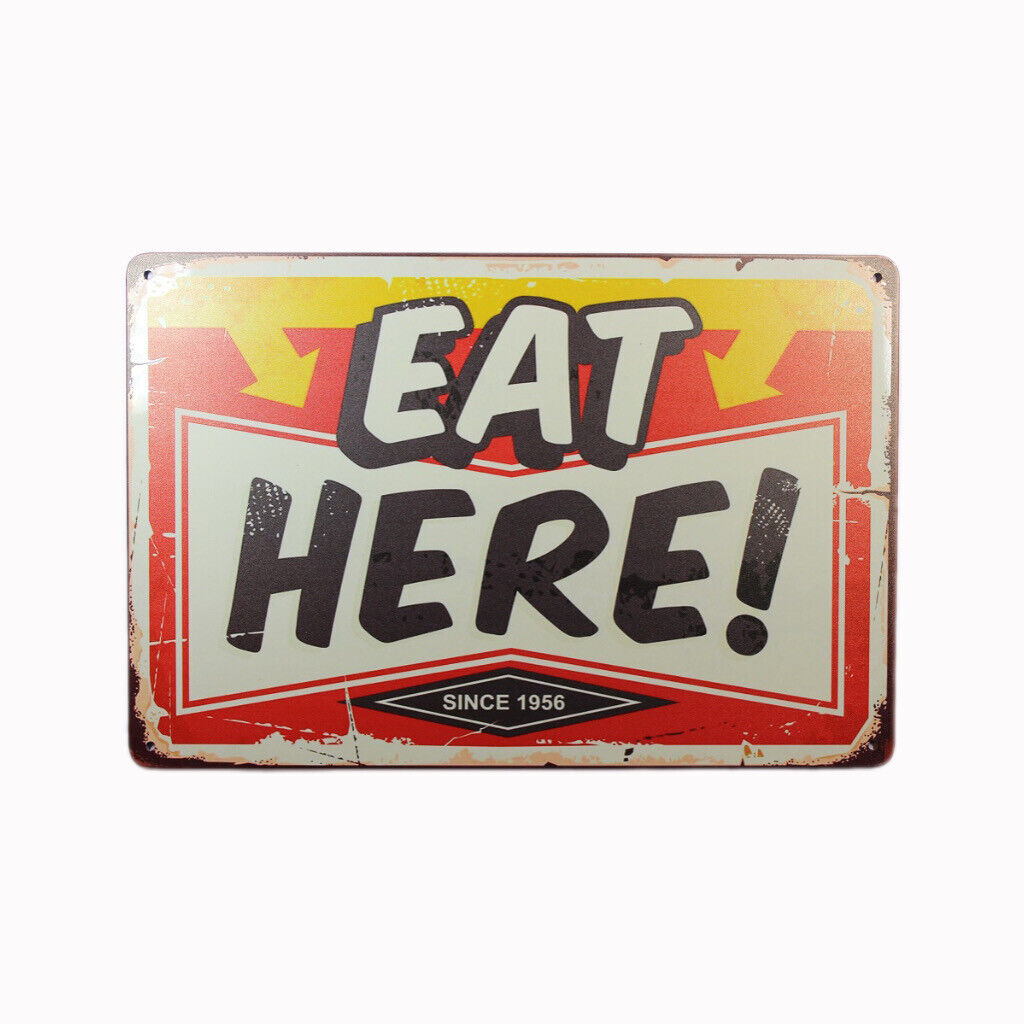 Tin Sign Eat Here Sprint Drink Bar Whisky Rustic Look