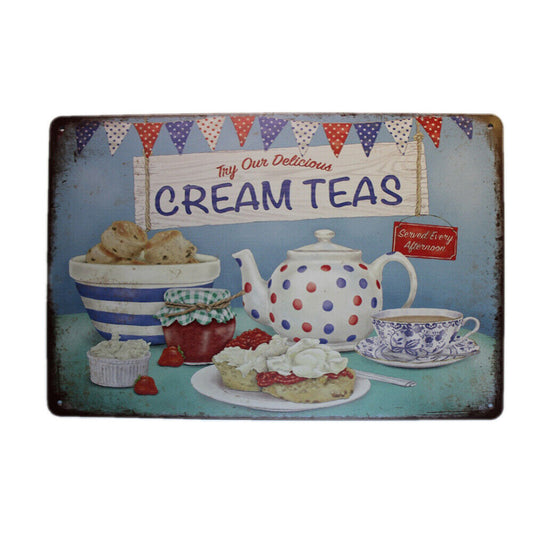 Tin Sign Cream Teas  Sprint Drink Bar Whisky Rustic Look