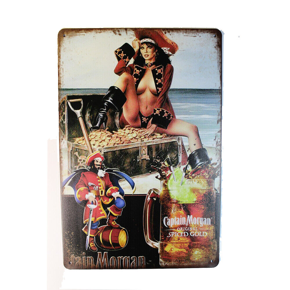 Tin Sign Captain Morgan Sprint Drink Bar Whisky Rustic Look