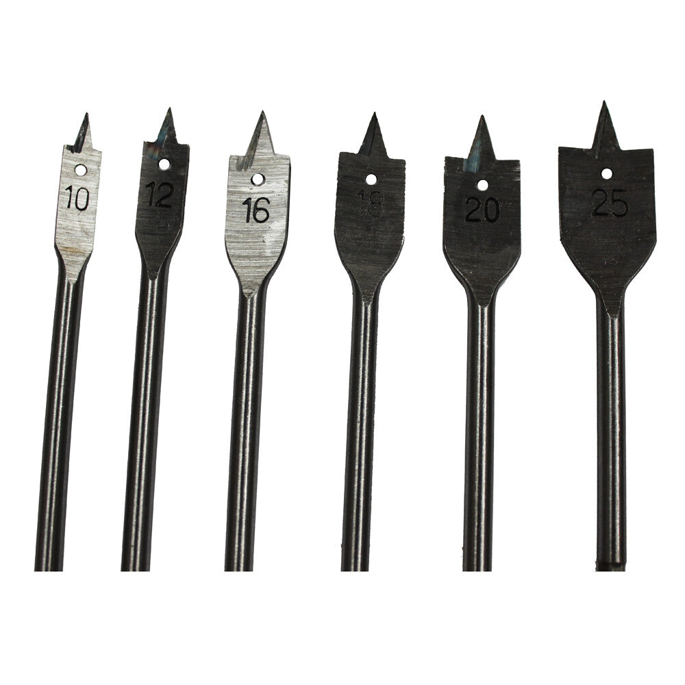 6pcs Wood Working Flat Drill Bit Set 10-25mm Hole Cutting Borer Quality