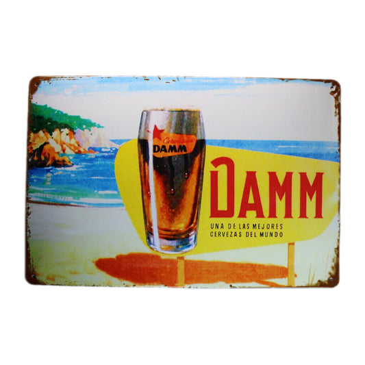 Tin Sign Damm Beer Sprint Drink Bar Whisky Rustic Look