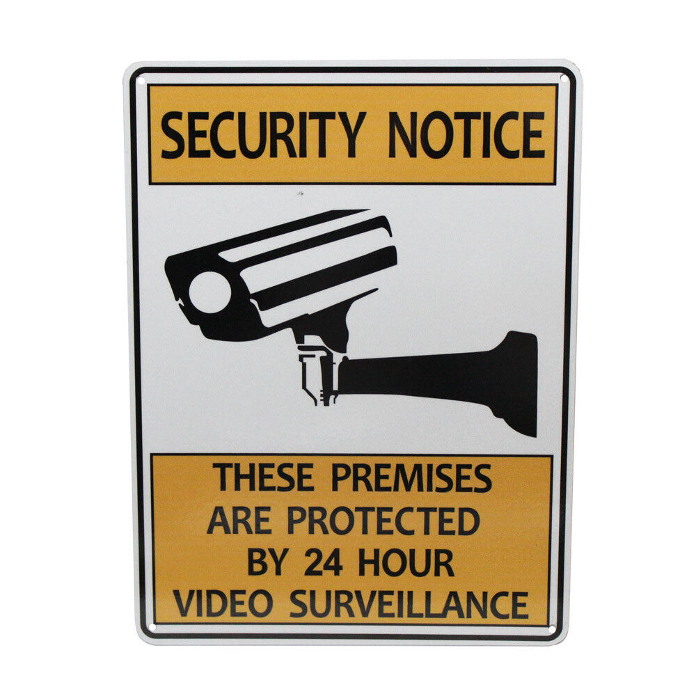 Warning Security Notice Sign Video Surveillance 24 Hour 200x300mm Quality Metal