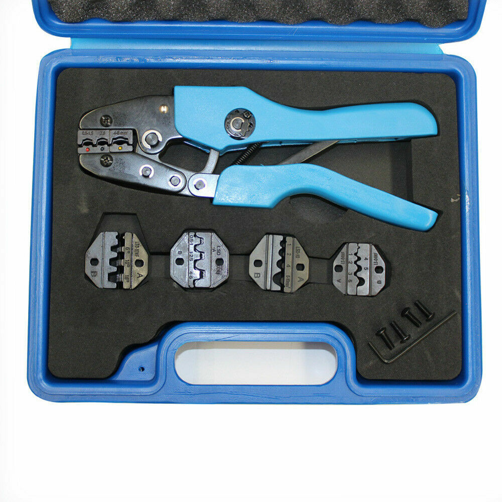 Ratchting Crimper Plier 5 Die Versatile Wire Crimping Kit Non Insulated Ferrules