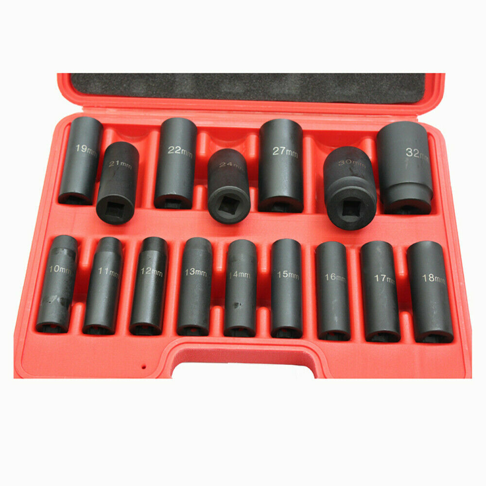 1/2 Dr.17pc Impact Deep Socket Set 10-32mm H78 Car Garage Mechanic Kit Dodoyee