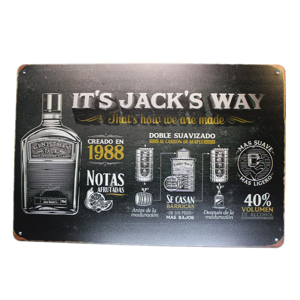Tin Sign It`s Jack`s Way Sprint Drink Bar Whisky Rustic Look