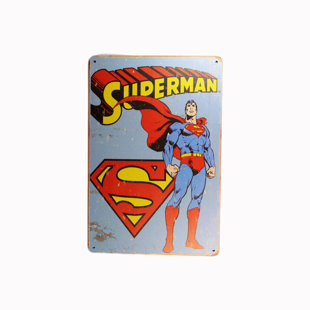 Tin Sign Superman Hero Sprint Drink Bar Whisky Rustic Look