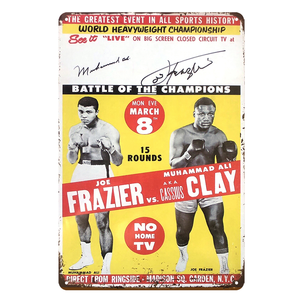 2x Battle Of Champions Poster Frazier Vs Clay Rustic Tin Sign Vintage Garage