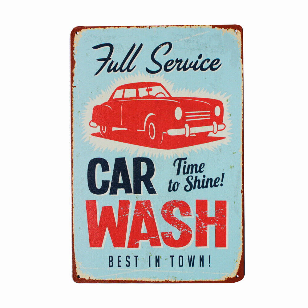 Tin Sign Car Wash Rustic Look Vintage Tin Metal Sign Man Cave 200x300mm Metal