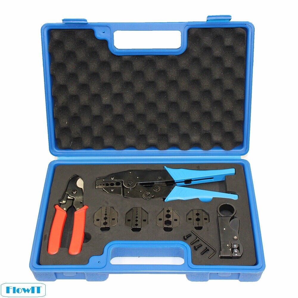 5 Die Versatile Crimping Plier Stripper Wire Cutting Coaxial Rg58/59/62/3c/4c 7i