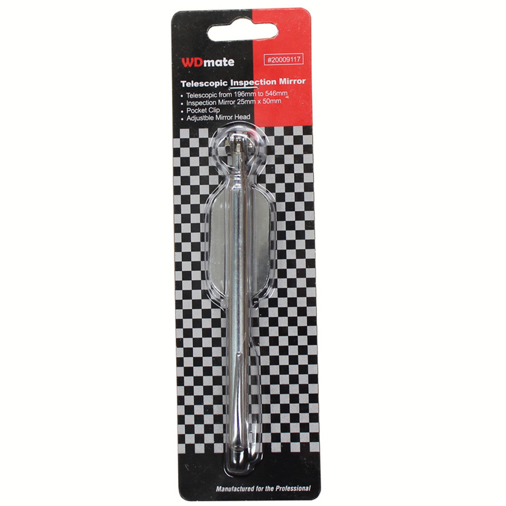 Inspection Mirror Adjust Telescopic 196-546mm Oval 25*50mm Pocket Clip