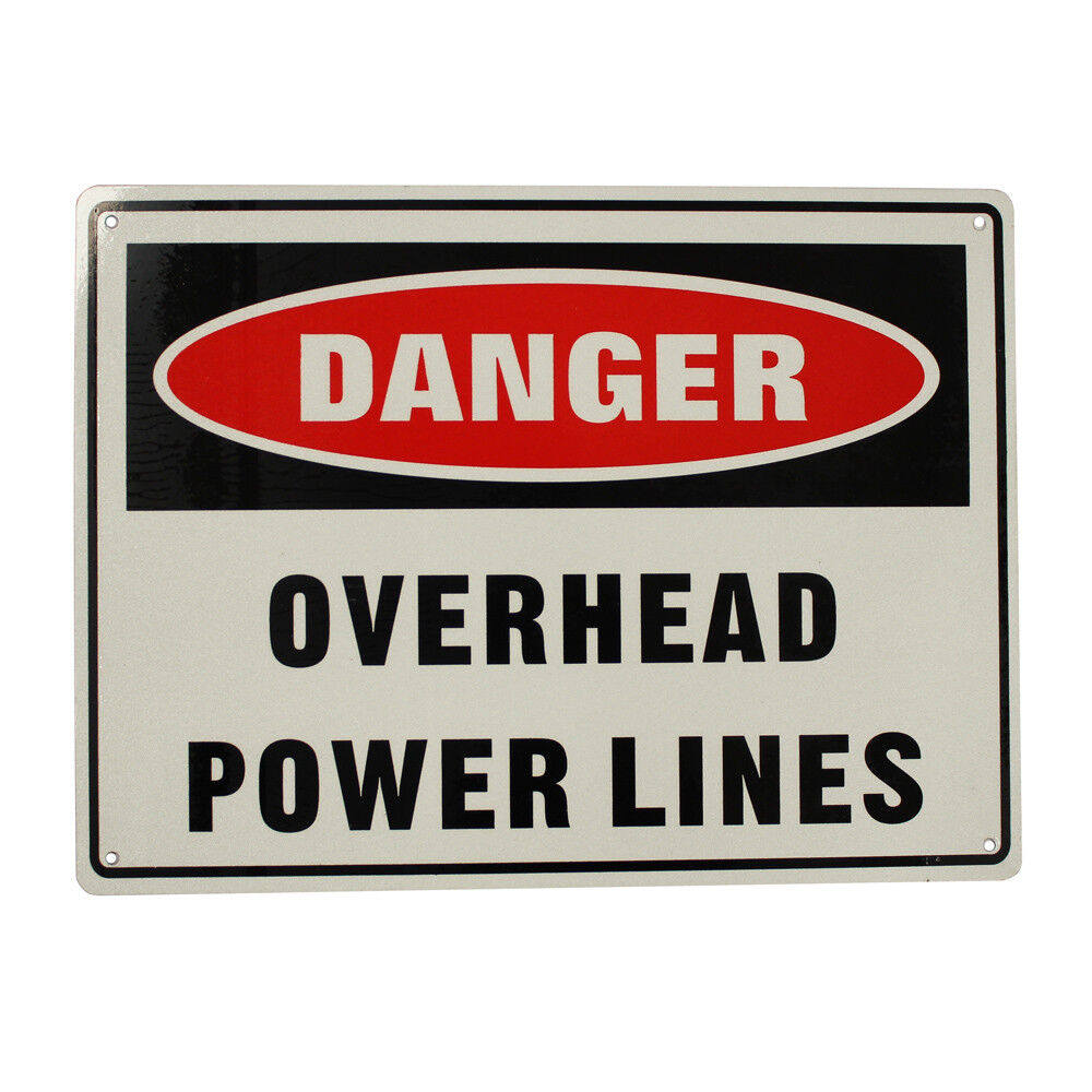 Warning Danger Overhead Power Lines Sign 200x300mm Metal Electrical Safe Notice
