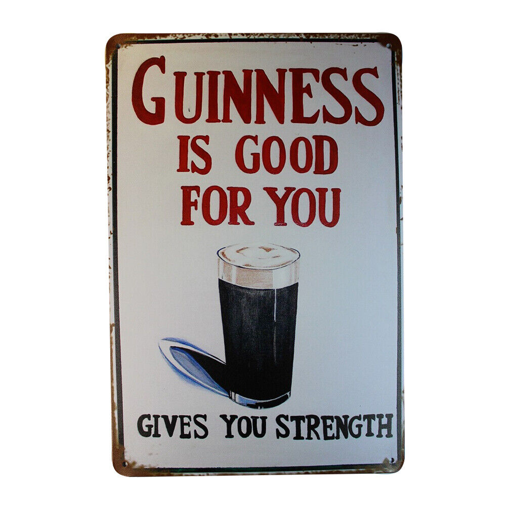 Tin Sign Guinness Strength Sprint Drink Bar Whisky Rustic Look