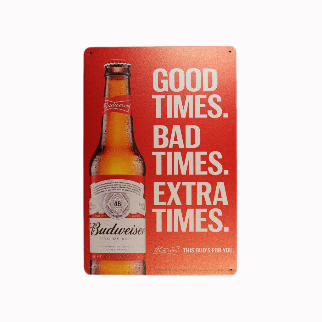 Tin Sign Good Bad Extra Time Sprint Drink Bar Whisky Rustic Look