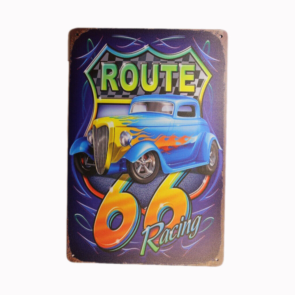 Tin Sign Route 66 Racing Sprint Drink Bar Whisky Rustic Look