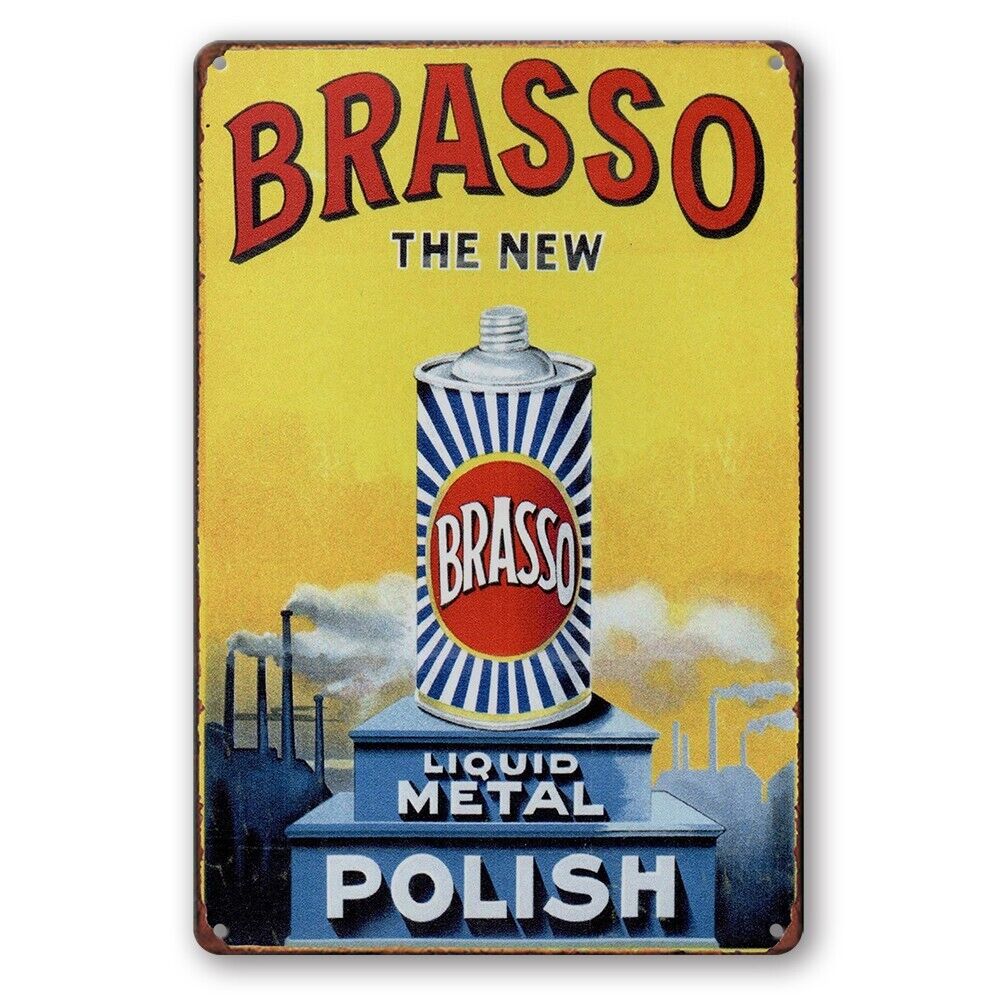Tin Sign Brasso The New Liquid Metal Polish Rustic Look Decorative