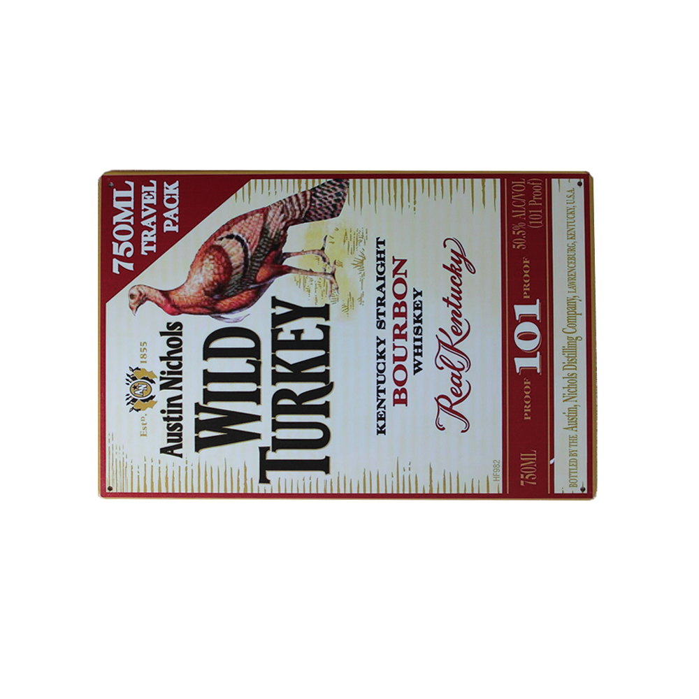 Wild Turkey Metal Tin Sign 200x 300mm Rustic Vintage Rustic Garage Bar Man Cave