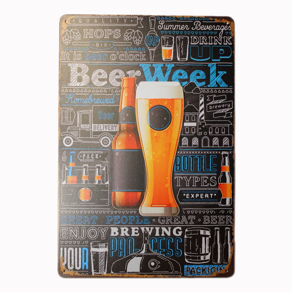 Tin Sign Beer Week Sprint Drink Bar Whisky Rustic Look
