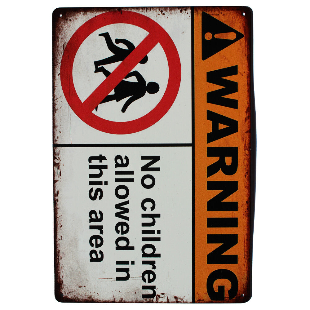 Tin Sign 200x300mmwarming No Children Allowed In This Area Safety Metal