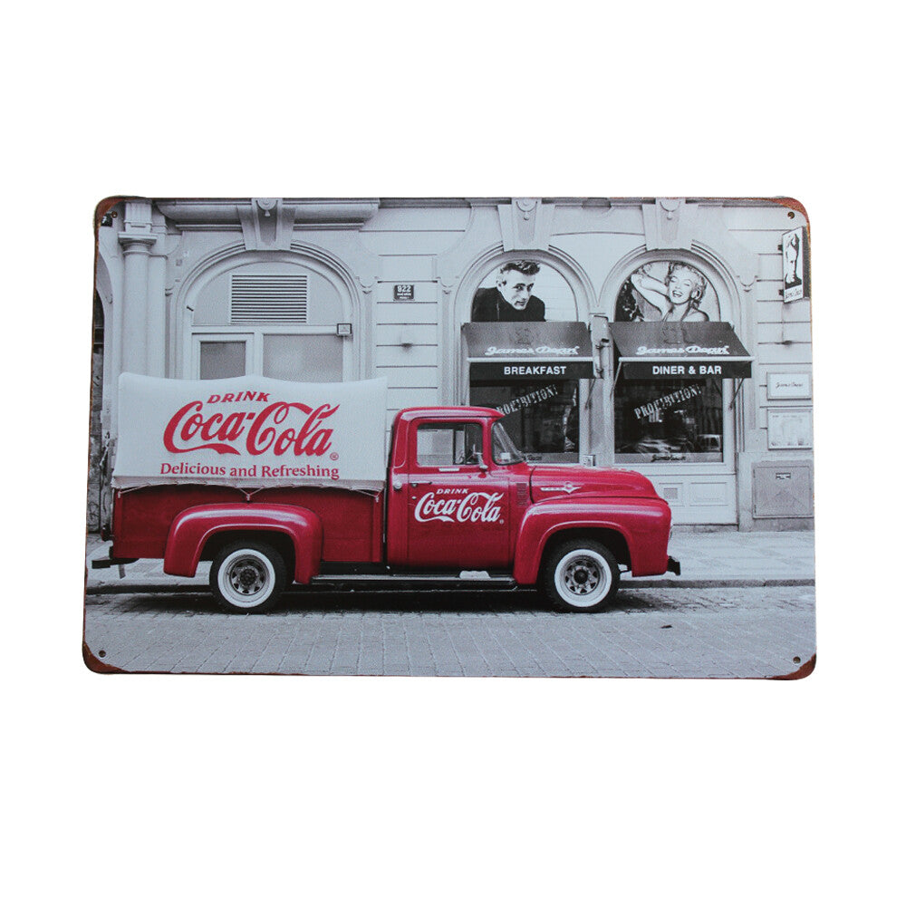 2x Metal Tin Sign Coca Cola Truck Man Cave Brand New 200x300mm