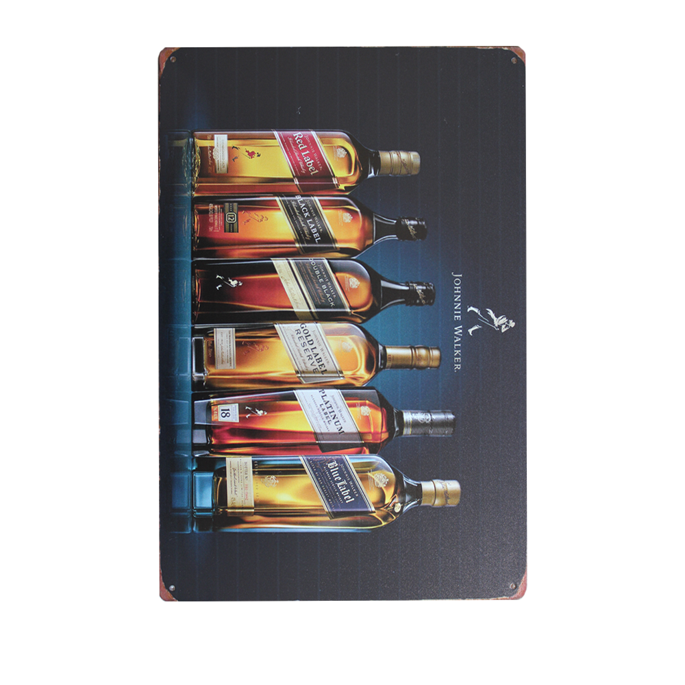 Metal Tin Sign Johnnie Walker Rustic Vintage 200x300mm Man Cave Shed & Bar Sign