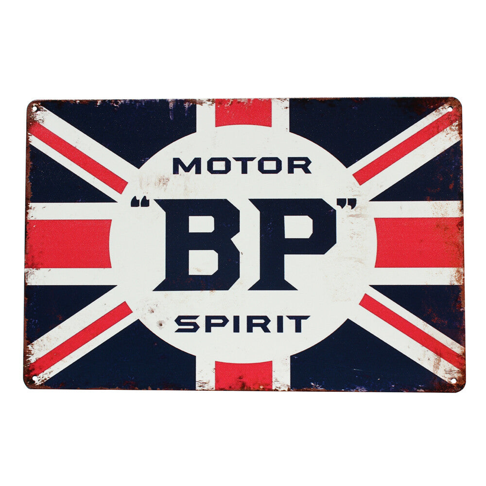 Warning Metal Tin Sign 300 X 200mm Bp Motor Spirit Rustic Look Vintage Man Cave