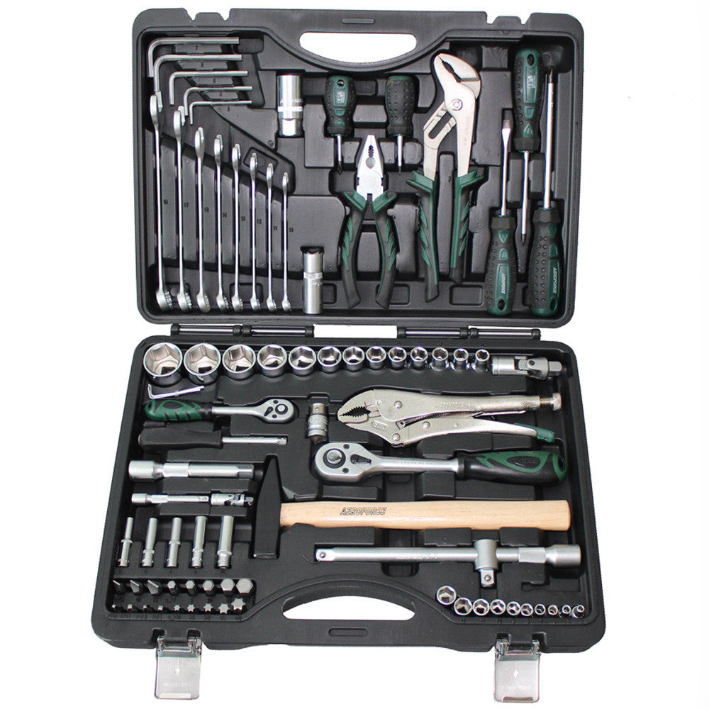82pc Socket Set 1/4″ 1/2″ Dr. Deluxe Hammer Adaptor Bit Ratchet Spinner Handle