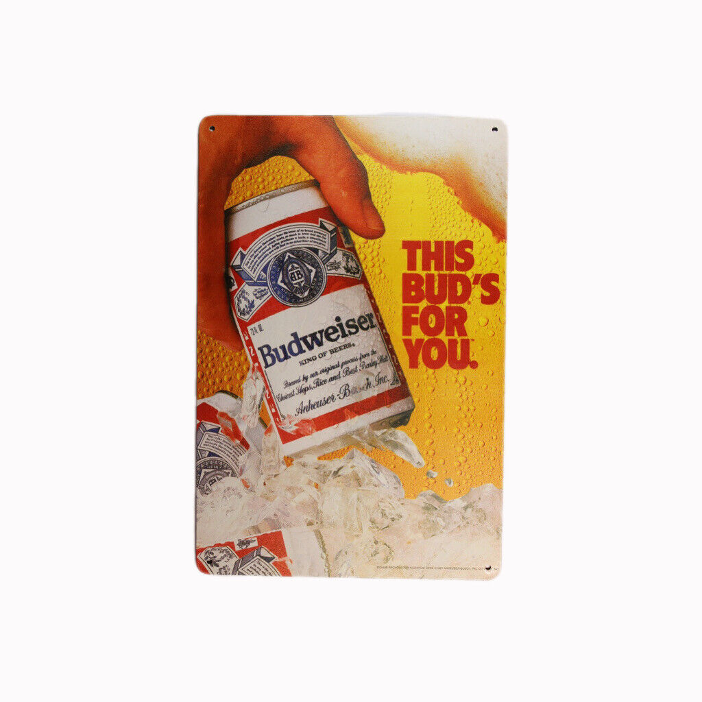 Tin Sign Budweiser Beer Sprint Drink Bar Whisky Rustic Look Cool