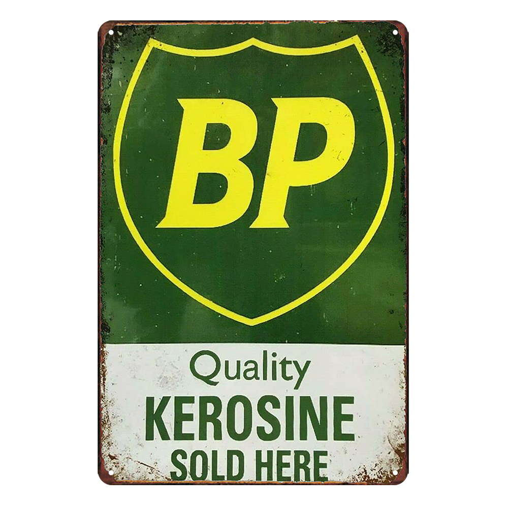 2x Motor Oil Bp Kerosine Quality Rustic Tin Sign Vintage Garage Bar