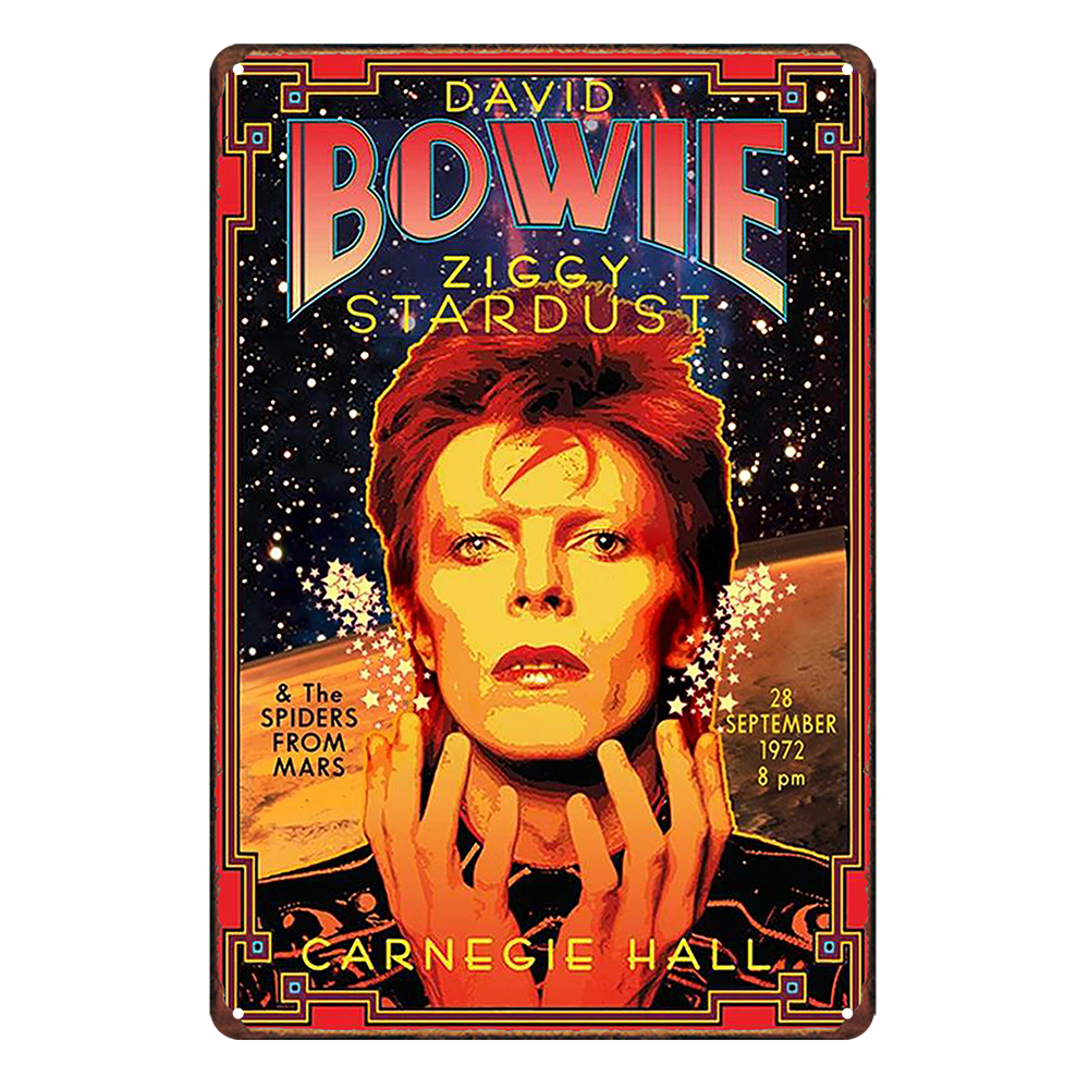 David Bowie Ziggy Stardust Music Rustic Metal Sign Vintage Tin Shed Garage Bar